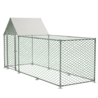 Pollaio da esterno con chiusura di sicurezza e telo in PE impermeabile, 303x107x152 cm, Argento(m-6)