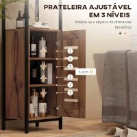 kleankin Coluna Casa de Banho Armário Alto Casa de Banho Estreito com Porta de Ripas Prateleiras Ajustáveis 37x30x167 cm Castanho Rústico(m-5)