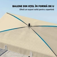 Outsunny Umbrelă de Grădină Rectangulară și Reglabilă cu Stâlp din Aluminiu, 2x1.3x2.5 m, Bej(m-5)