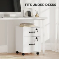 HOMCOM Rolling File Cabinet with 2 Drawers, Mobile Filing Cabinet with Hanging File Folder for Letter Sized Documents, White(m-7)