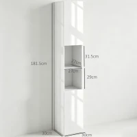 kleankin Armadio da bagno salvaspazio con ante e ripiani regolabili, 30x30x81,5 cm, bianco(m-3)