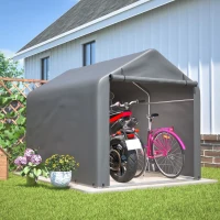 Abri pour vélos avec bâche en PE imperméable, abri pour outils, 160x220x165 cm, Gris(m-6)