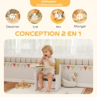 AIYAPLAY Bureau et chaise pour enfants avec bac de rangement, ensemble table d'activité 2-en-1 pour dessin lecture et jeux, blanc(m-4)