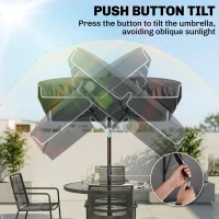 Outsunny Garden Parasol Umbrella - Outdoor Market Table Umbrella with Ruffles & Aluminium Pole, Rectangular Tilting Parasol Sun Shade Canopy, 2 x 1.3m, Grey(m-6)