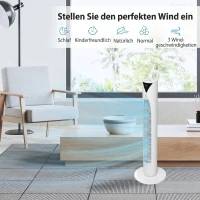HOMCOM 70° oszillierender Turmventilator mit Fernbedienung 4 Modi 3 Geschwindigkeiten Timer 31,5 x 31,5 x 96 cm Weiß(m-4)