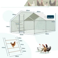 Pollaio per galline con posatoio a scaletta, 303x400x200 cm, Grigio(m-3)