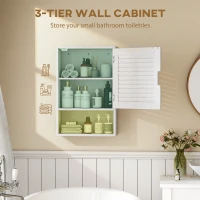HOMCOM Bathroom Cabinet, Wall Mounted Storage Cabinet with Adjustable Shelves, 40 x 20 x 60 cm, White(m-4)