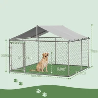 Chenil d'extérieur pour chien avec toit, 230x230x117 cm, Argenté(m-3)