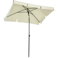 Outsunny Ombrellone da Giardino Rettangolare 2x1.3 m con Inclinazione Regolabile e Palo in Alluminio, Beige e Nero(m-11)