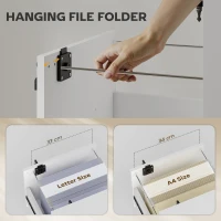 HOMCOM Rolling File Cabinet with 2 Drawers, Mobile Filing Cabinet with Hanging File Folder for Letter Sized Documents, White(m-5)