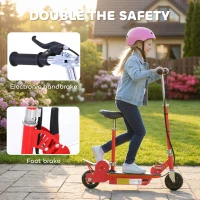 HOMCOM Foldable Electric Scooter for Teens Over 7 years old 12V Battery 120W-Red(m-7)