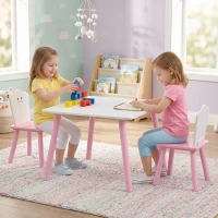AIYAPLAY Table enfant avec chaise, ensemble table et 2 chaises en bois pour dessiner, jouer, étudier, rose(m-9)