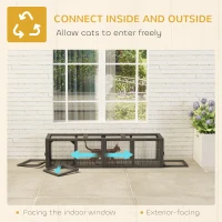 PawHut Outdoor Cat Tunnel, Wooden Play Cat Enclosure, Extendable Pet Run with 3 Doors, for Indoor and Outdoor Use, Grey(m-4)