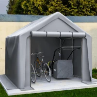 Garage à vélos avec porte enroulable, 244x241x217 cm, Gris foncé(m-1)