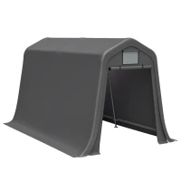 Abri de jardin à toit pointu, porte enroulable, 213x366x225 cm, Gris foncé(m-6)