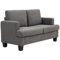 HOMCOM Canapea 2 locuri 120 cm cu perne de spătar detașabile, țesătură chenille pentru living, dormitor, birou, gri închis(m-1)