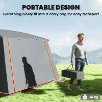 Outsunny 4 Man Camping Tent, Double Layer Tunnel Tent with Porch, Living Area and 2 Bedrooms, Sewn in Groundsheet, 3000mm Waterproof and UPF 30+, Portable with Bag, 430 x 305 x 195 cm Large, Grey(m-7)