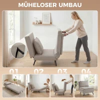 HOMCOM Fauteuil Convertible 1 Place, Fauteuil-Lit Clic-Clac 3 en 1 avec Dossier Réglable, Oreiller, Assise Large, Marron Clair(m-4)