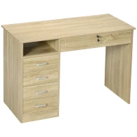 HOMCOM Secretária para Quarto ou Escritório em Madeira com 2 Gavetas e 2 Chaves 110x50x76 cm Branco(m-7)