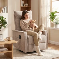 HOMCOM Recliner Armchair, Chenille Recliner Chair with Massage and Heat, 360° Swivel Rocking Manual Recliner, Brown(m-8)