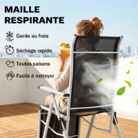 Outsunny Chaise longue pliable transat bain de soleil avec dossier & repose-pied réglable multi-positions, noir(m-6)