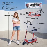 HOMCOM Foldable Electric Scooter for Teens Over 7 years old 12V Battery 120W-Red(m-3)