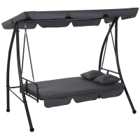 Outsunny 3-Seater Swing Chair, Steel, Polyester - Grey(m-23)