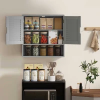 HOMCOM Bathroom Cabinet, Wall Mounted Storage Cabinet with Adjustable Shelves, 60 x 20 x 60 cm, Grey(m-8)