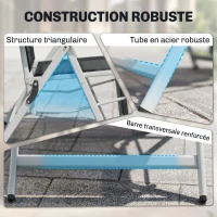 Outsunny Chaise longue pliable transat bain de soleil avec dossier & repose-pied réglable multi-positions, noir(m-7)
