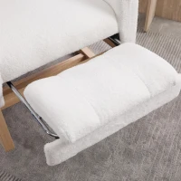 Poltrona a dondolo ergonomica in tessuto Teddy con poggiapiedi regolabile e schienale alto, 122,5x70x104 cm, Bianco(m-8)