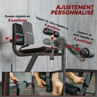SPORTNOW Machine d'extension de jambe, étirement des jambes, capacité 120 kg, multifonction 100 x 90 x 105 cm acier noir(m-6)
