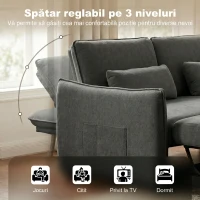 HOMCOM Canapea mică extensibilă cu saltea integrată(m-5)