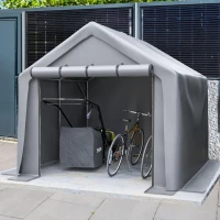 Garage per biciclette con porta avvolgibile, 244x241x217 cm, Grigio scuro(m-4)