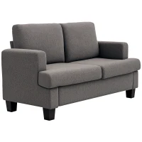 HOMCOM Canapea 2 locuri 120 cm cu perne de spătar detașabile, țesătură chenille pentru living, dormitor, birou, gri închis(m-8)
