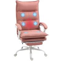 Vinsetto Poltrona da Ufficio Massaggiante e Riscaldante, Sedia con Altezza regolabile e Schienale Reclinabile, 66x74x121,5 cm, Rosa(m-8)