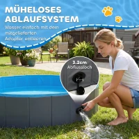 PawHut Faltbarer Hundepool für Große und Mittelgroße Hunde, mit Anti-Rutsch-Boden für Enten, Innen- und Außen, 120x30cm(m-6)