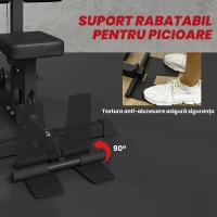 SPORTNOW Stație de Fitness Multifuncțională cu Lat Machine, Scaun Reglabil și Suport pentru Greutăți, Negru(m-7)