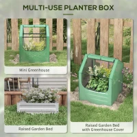 Outsunny 61 x 61cm Garden Planter Bed, with Cover - Green and Silver(m-4)