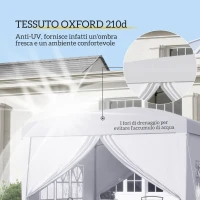 Outsunny Gazebo 3x3 m Pieghevole e Impermeabile con Pannelli Laterali, in Acciaio e tessuto Oxford, Bianco(m-5)
