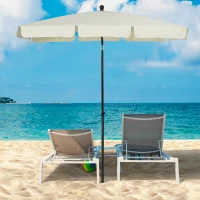 Outsunny Sonnenschirm Strandschirm Gartenschirm Schirm Balkonschirm Sonnenschutz knickbar Cremeweiß(m-2)