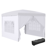 Outsunny Gazebo 3x3 m Pieghevole e Impermeabile con Pannelli Laterali, in Acciaio e tessuto Oxford, Bianco