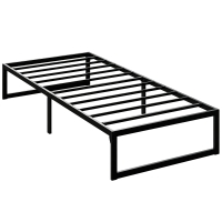 HOMCOM Estrutura de cama 90 x 200 cm com estrado em metal, cama de solteiro com arrumação sob o leito, sem ruído, montagem fácil, preto