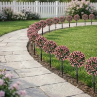 HOMCOM Artificial Rose Topiary UV Resistant, 2-Pack Fake Plants, 55 cm, Pink(m-9)