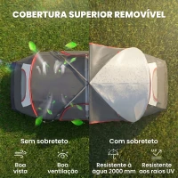 Outsunny Tenda de Campismo Familiar para 5-6 Pessoas Dobrável com 2 Quartos e Bolsa de Transporte Impermeável 450x215x180 cm Cinza(m-5)