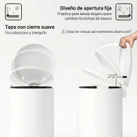 HOMCOM Papelera de Cocina 20L con Pedal Tapa de Cierre Suave y Cubo Extraíble para Dormitorio Oficina Estudio Salón Crema(m-5)