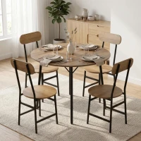 HOMCOM Set repas 5 pièces: table et 4 chaises, pieds métal, finition naturelle.(m-5)