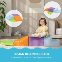 HOMCOM Set 4 Blocuri Moi pentru Copii 1-3 Ani, Spumă și Piele PU, Jucării de Cățărat, Multicolor(m-6)