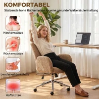 HOMCOM Bürostuhl mit verstellbarer Kopfstütze, ergonomischer Schreibtischstuhl, Kippfunktion, höhenverstellbar, Braun(m-4)