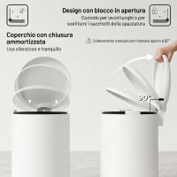 HOMCOM Bidone Immondizia a Pedale da 20L con Coperchio a Chiusura Morbida, in Metallo e PP, 36x30x44.5 cm, Crema(m-5)