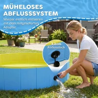 PawHut Faltbarer Hundepool für Große und Extra Große Hunde, mit Anti-Rutsch-Boden für Enten, Innen- und Außen, 160x30cm(m-6)